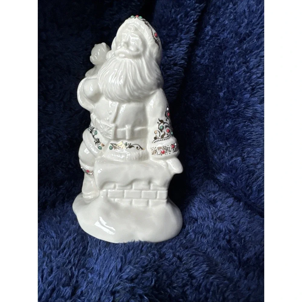 Lenox China Jewels Santa‎ on Chimney Figurine 7